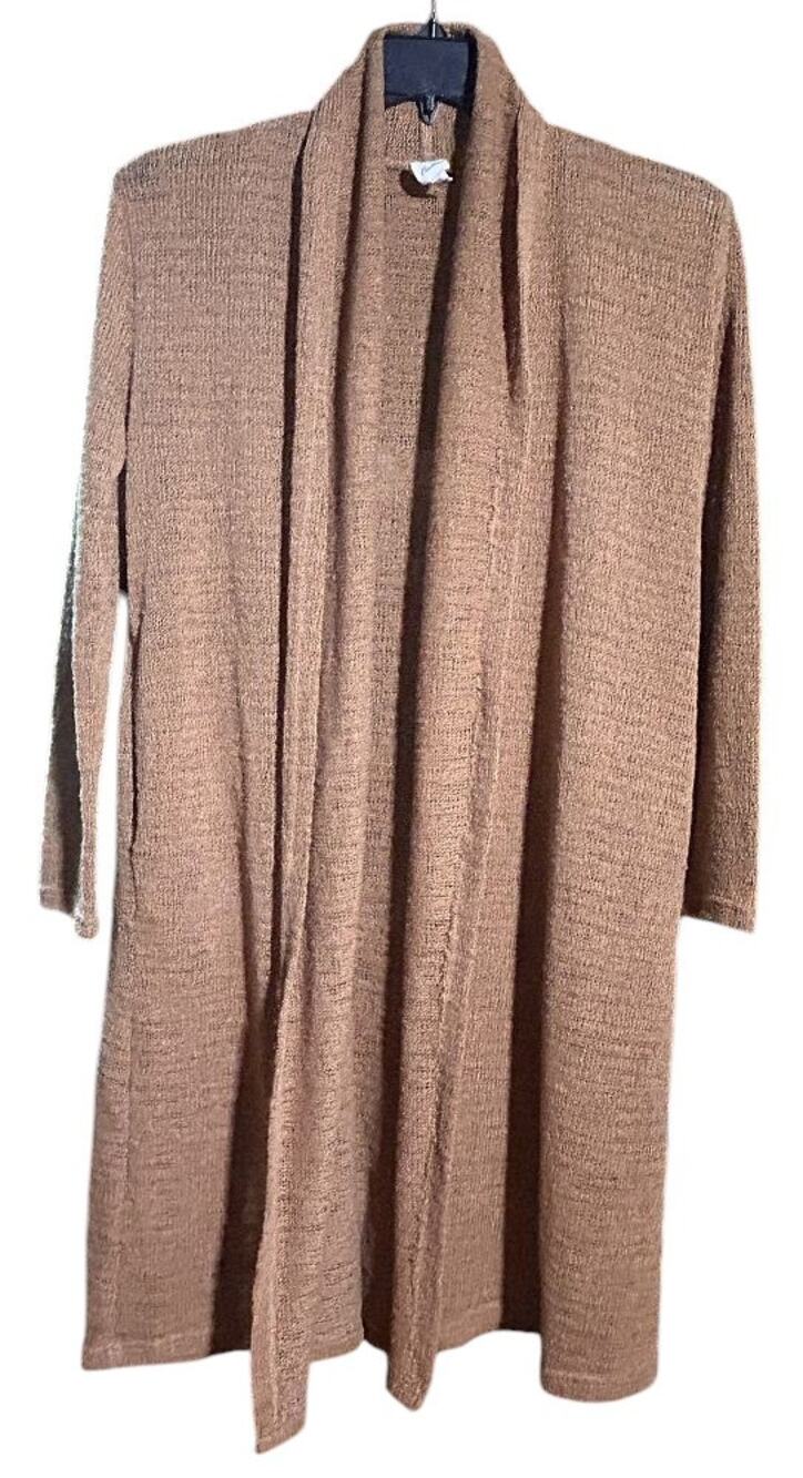 Flawless Mid Length Waffle Knit Gold Cardigan Small